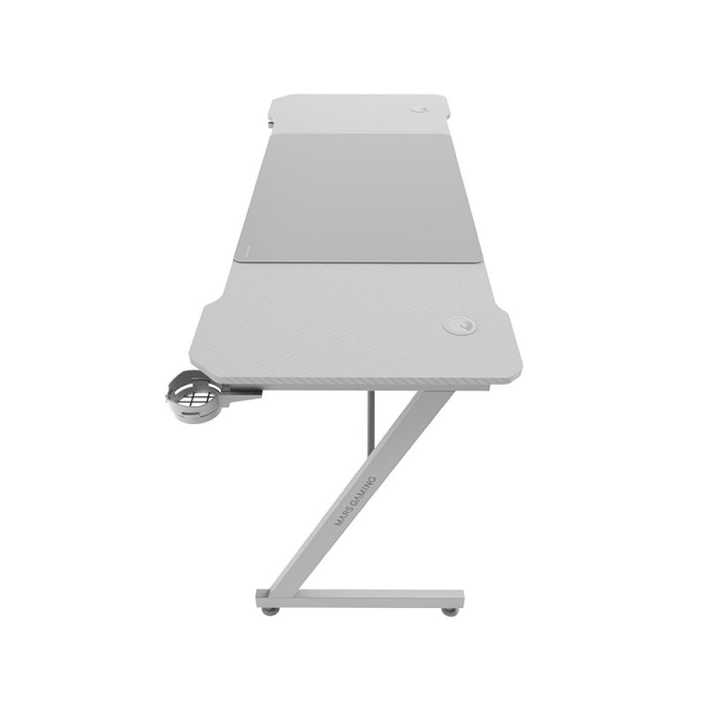 Mars Gaming - MGD-X160, Mesa Gaming Ergonómica, Superficie en Fibra de Carbono, Estructura Metálica, Alfombrilla XXL, - MGDX160W