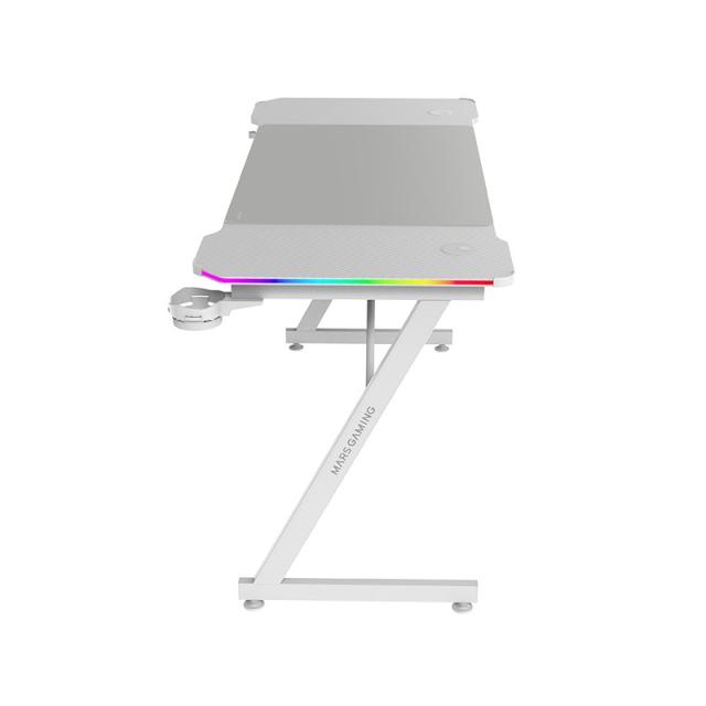 Mars Gaming - MGD-X140RGB, Mesa Gaming Ergonómica, Iluminación ARGB con Mando, Fibra de Carbono, Alfombrilla XXL, - MGDX140RGBW