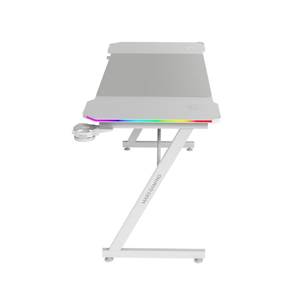 Mars Gaming - MGD-X140RGB, Mesa Gaming Ergonómica, Iluminación ARGB con Mando, Fibra de Carbono, Alfombrilla XXL, - MGDX140RGBW
