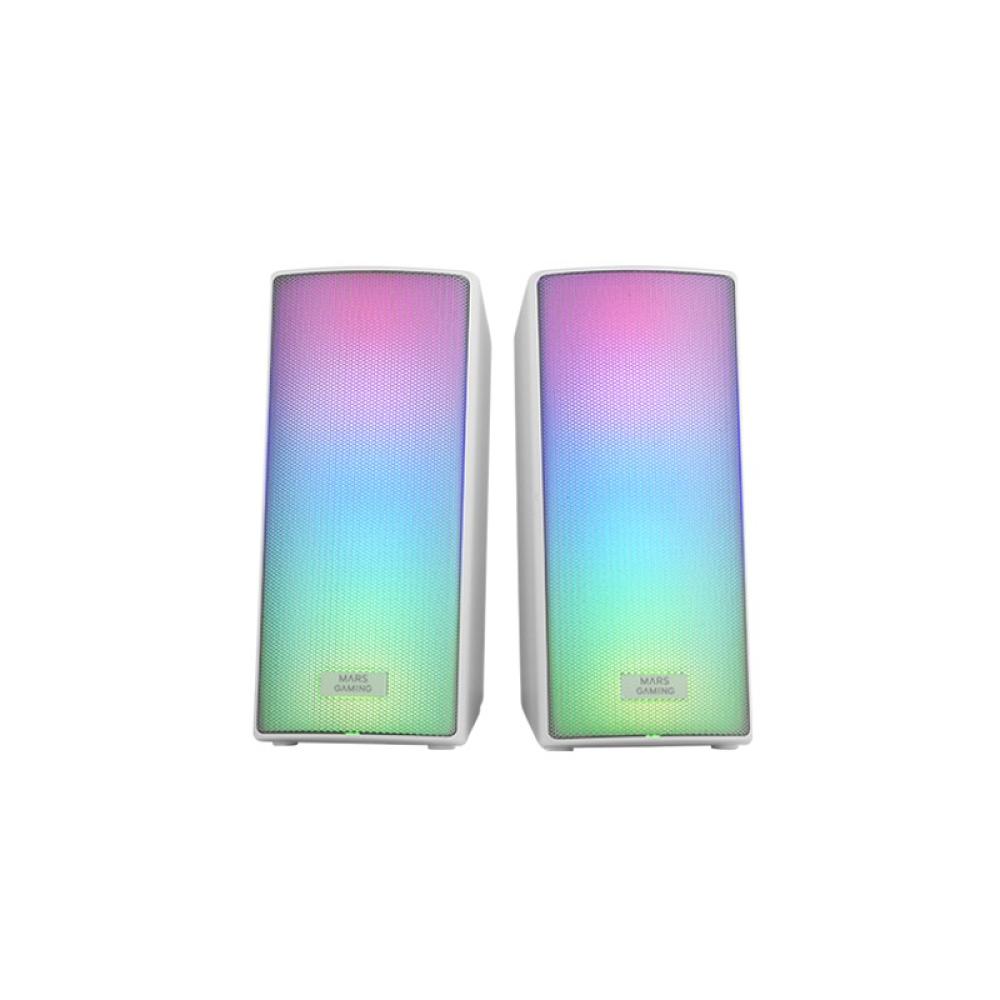 Mars Gaming - MSRGB2, Altavoces Bluetooth 5.3 15W, Procesador de Sonido DSP, Iluminación RGB Dinámica, Frontal Total Mesh, Altav