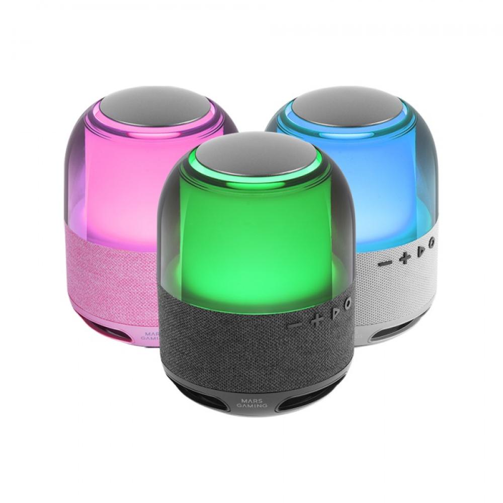 Mars Gaming - MS-FLOW, Altavoz Portátil Bluetooth 15W, Iluminación Orbilight RGB 360°, Sonido Potente con Driver DeepB - MSFLOWP