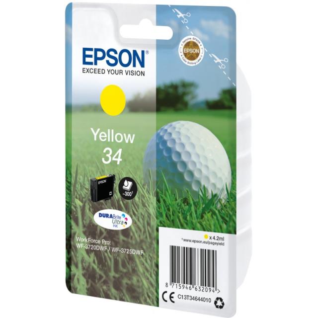 Epson - Golf ball Singlepack Yellow 34 DURABrite Ultra Ink