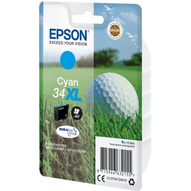 Epson - Golf ball Singlepack Cyan 34XL DURABrite Ultra Ink