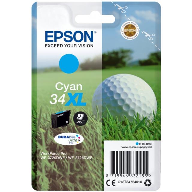 Epson - Golf ball Singlepack Cyan 34XL DURABrite Ultra Ink