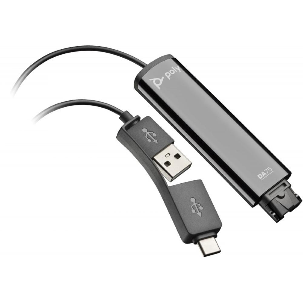 HP Poly - Adaptador negro Poly DA75 USB a QD compatible con TAA