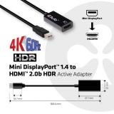 CLUB3D - Mini DisplayPort 1.4 a HDMI 2.0b HDR Adpatador Activo