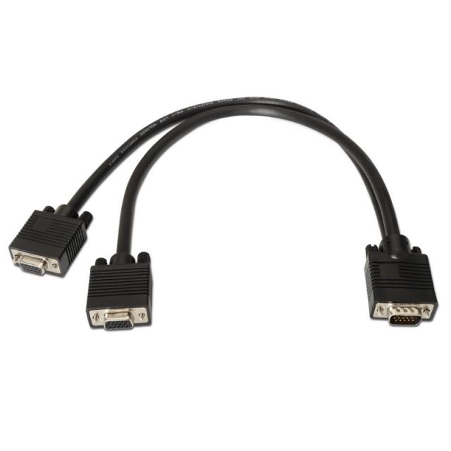 AISENS - A113-0081 cable VGA 0,45 m VGA (D-Sub) 2 x VGA (D-Sub) Negro