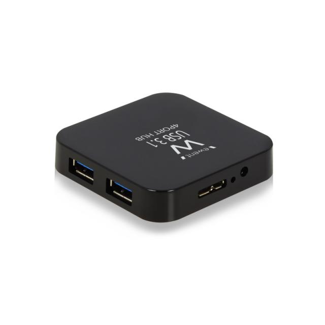 Ewent - EW1134 hub de interfaz USB 3.2 Gen 2 (3.1 Gen 2) Type-A 5000 Mbit/s Negro