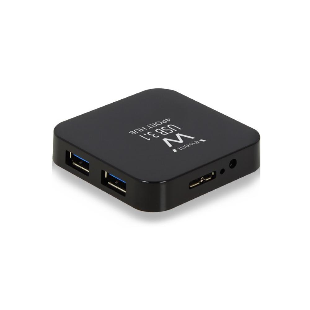 Ewent - EW1134 hub de interfaz USB 3.2 Gen 2 (3.1 Gen 2) Type-A 5000 Mbit/s Negro