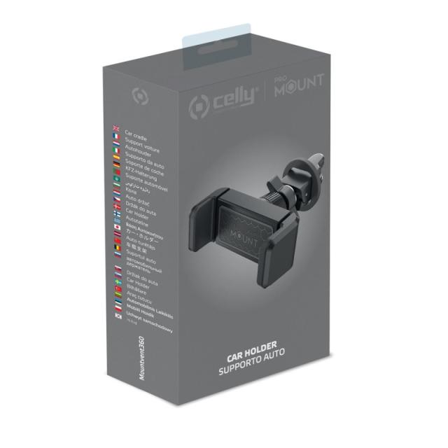 Celly - MOUNTVENT360BK soporte Soporte activo para teléfono móvil Teléfono móvil/smartphone Negro