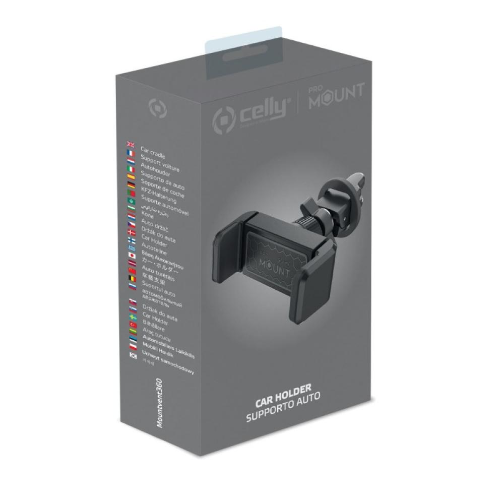 Celly - MOUNTVENT360BK soporte Soporte activo para teléfono móvil Teléfono móvil/smartphone Negro