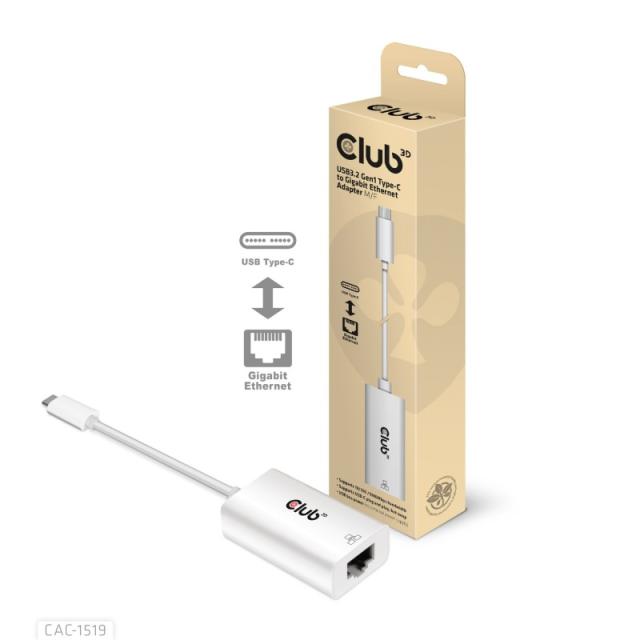 CLUB3D - CAC-1519 cambiador de género para cable USB-C RJ-45 Blanco