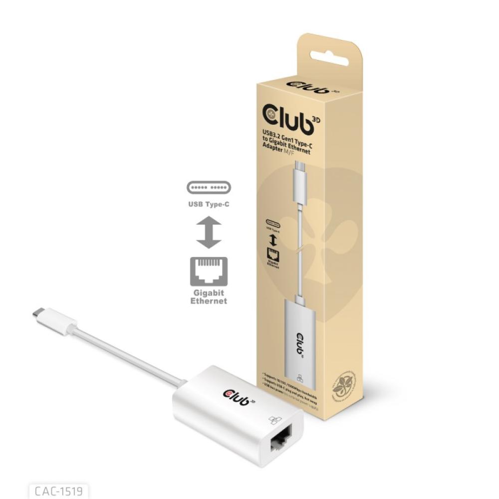 CLUB3D - CAC-1519 cambiador de género para cable USB-C RJ-45 Blanco