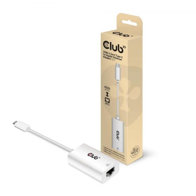 CLUB3D - CAC-1519 cambiador de género para cable USB-C RJ-45 Blanco