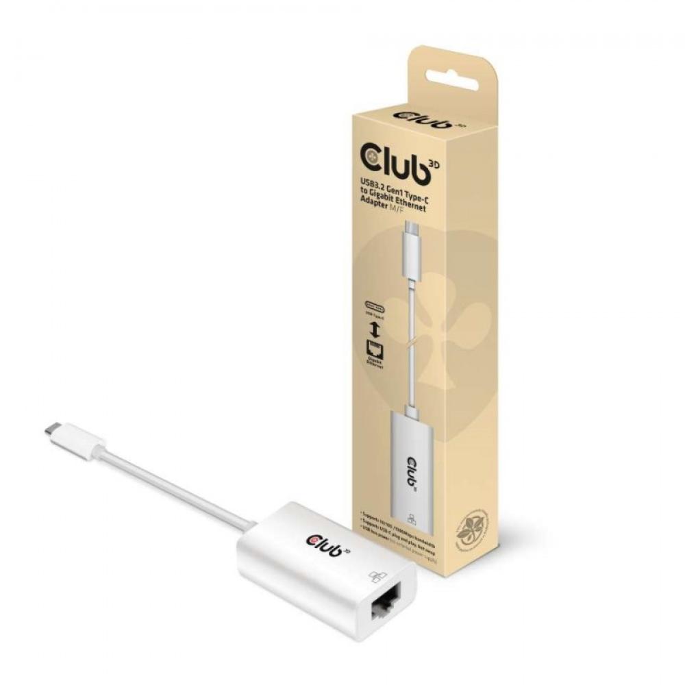CLUB3D - CAC-1519 cambiador de género para cable USB-C RJ-45 Blanco