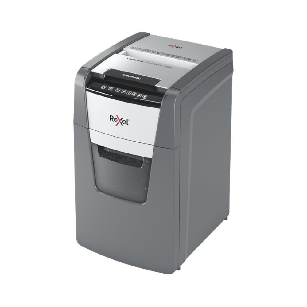 Rexel - Optimum AutoFeed+ 130X triturador de papel Corte cruzado 55 dB 22 cm Negro, Plata