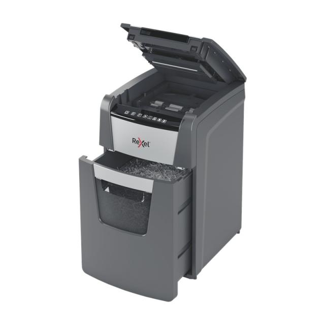 Rexel - Optimum AutoFeed+ 130X triturador de papel Corte cruzado 55 dB 22 cm Negro, Plata