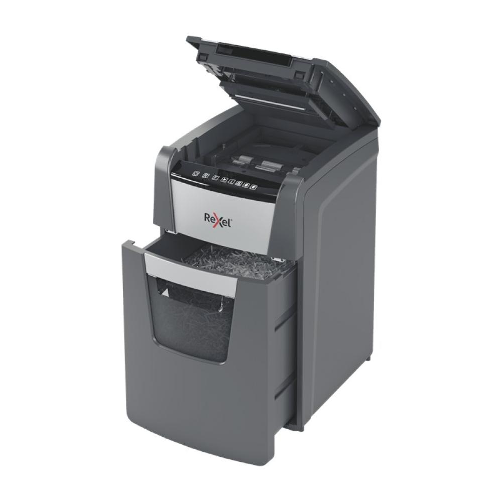 Rexel - Optimum AutoFeed+ 130X triturador de papel Corte cruzado 55 dB 22 cm Negro, Plata