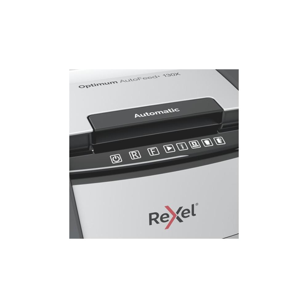 Rexel - Optimum AutoFeed+ 130X triturador de papel Corte cruzado 55 dB 22 cm Negro, Plata