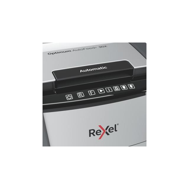 Rexel - AutoFeed+ 90X triturador de papel Corte cruzado 55 dB Negro, Gris
