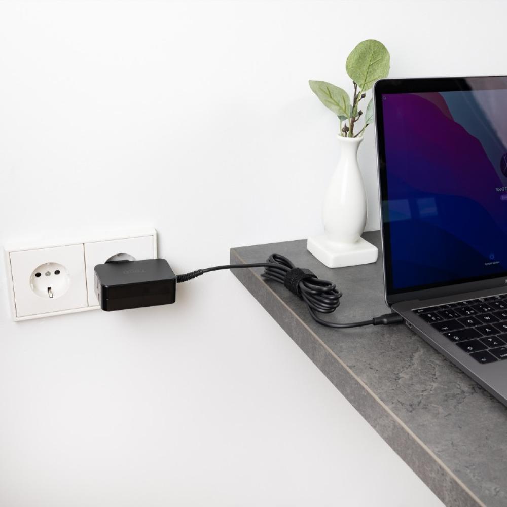 TooQ - Cargador de portátil GAN USB-C PD 45W, Negro - TQLC-USBCGAN45PD