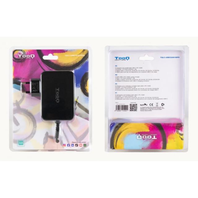 TooQ - Cargador de portátil GAN USB-C PD 100W, Negro - TQLC-USBCGAN100PD