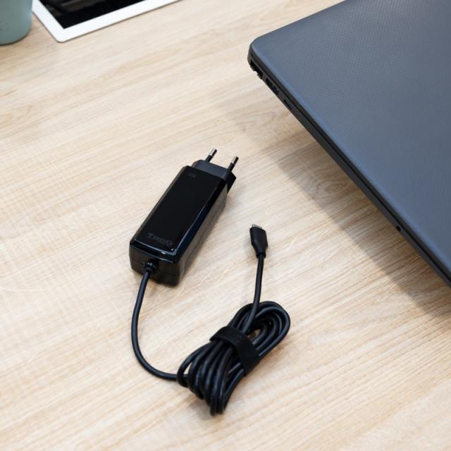 TooQ - Cargador de portátil GAN USB-C PD 45W, Negro - TQLC-USBCGAN45PD-C