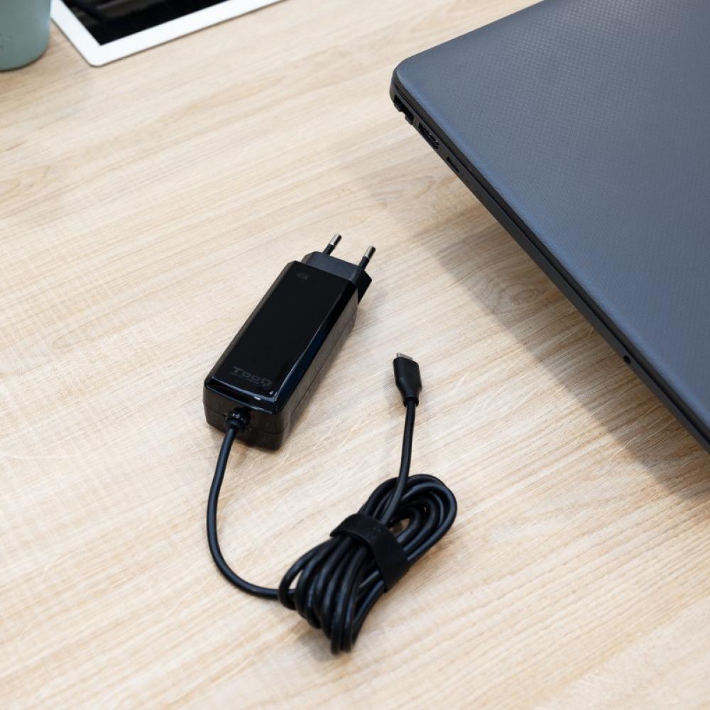 TooQ - Cargador de portátil GAN USB-C PD 45W, Negro - TQLC-USBCGAN45PD-C