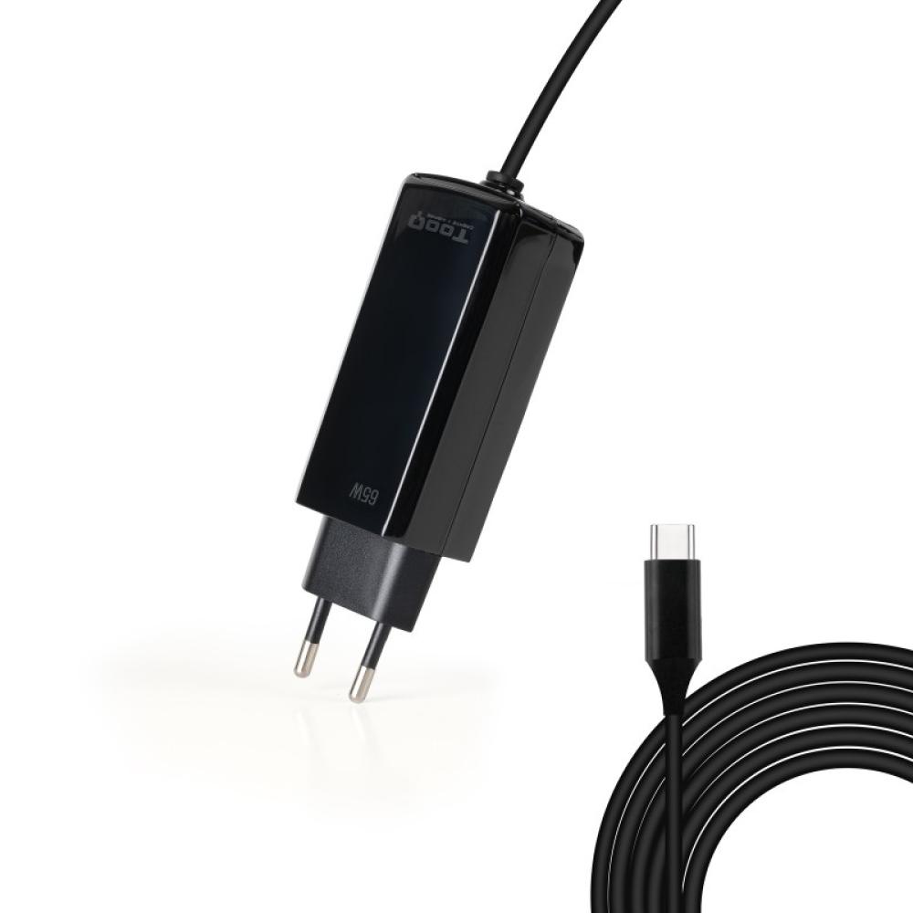 TooQ - Cargador de portátil GAN USB-C PD 45W, Negro - TQLC-USBCGAN65PD-C