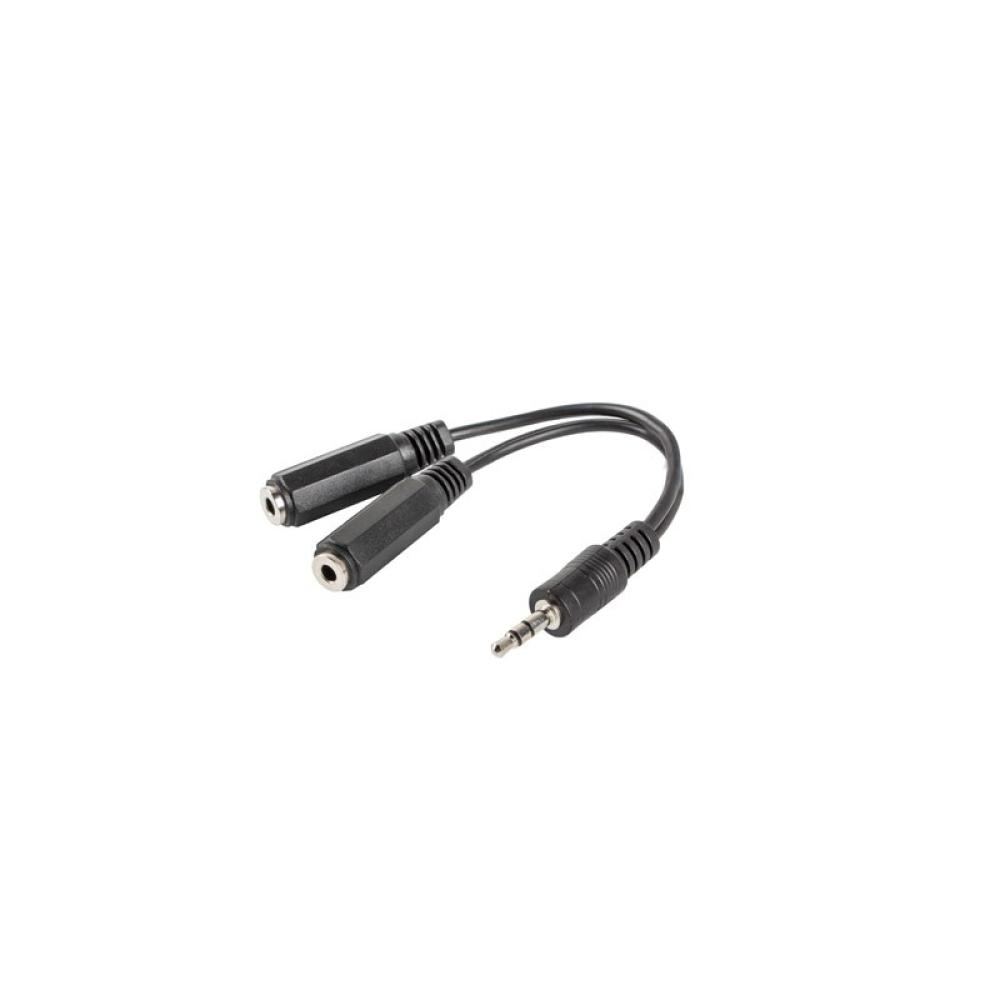 Lanberg - AD-0024-BK cable de audio 0,1 m 3,5mm 2 x 3,5mm Negro
