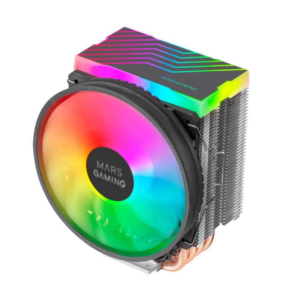 Mars Gaming - Disipador CPU Dual ARGB, 4 Heatpipes HCT, TDP 160 W, Ventilador Ultra-silencioso PWM 11 cm, MCPU44