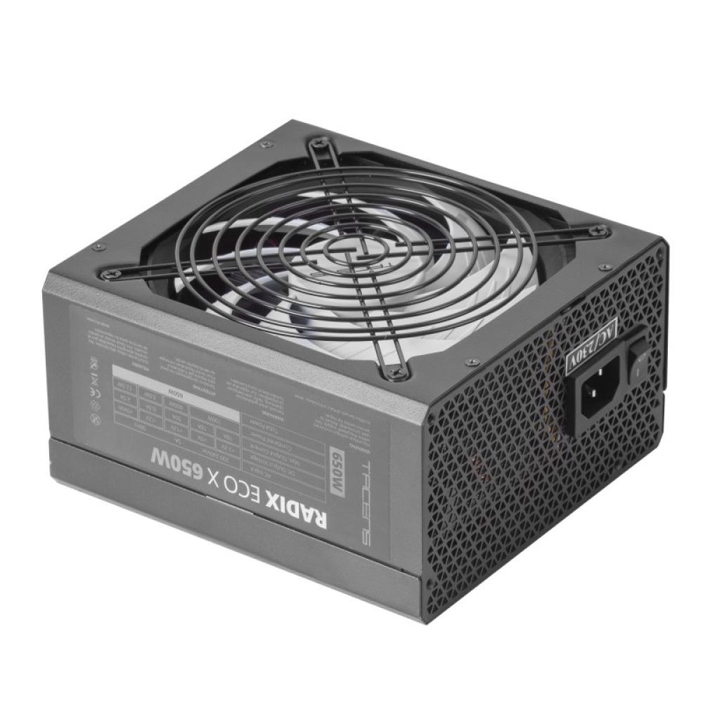 Tacens - RADIX ECO X 650, Fuente Alimentación PC ATX 650W, 6 Años Garantía, Tecnología Silenciosa AI-RPM, +87% Eficiencia, Negro