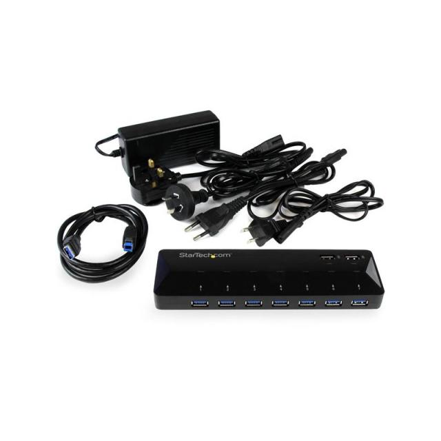 StarTech.com - Concentrador USB 3.0 de 7 Puertos - 5Gbps - Ladrón con Puertos de Carga y Sincronización - Hub con 2 Puertos de 2