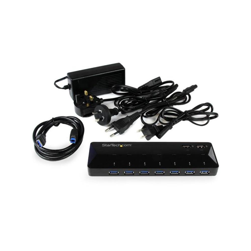 StarTech.com - Concentrador USB 3.0 de 7 Puertos - 5Gbps - Ladrón con Puertos de Carga y Sincronización - Hub con 2 Puertos de 2