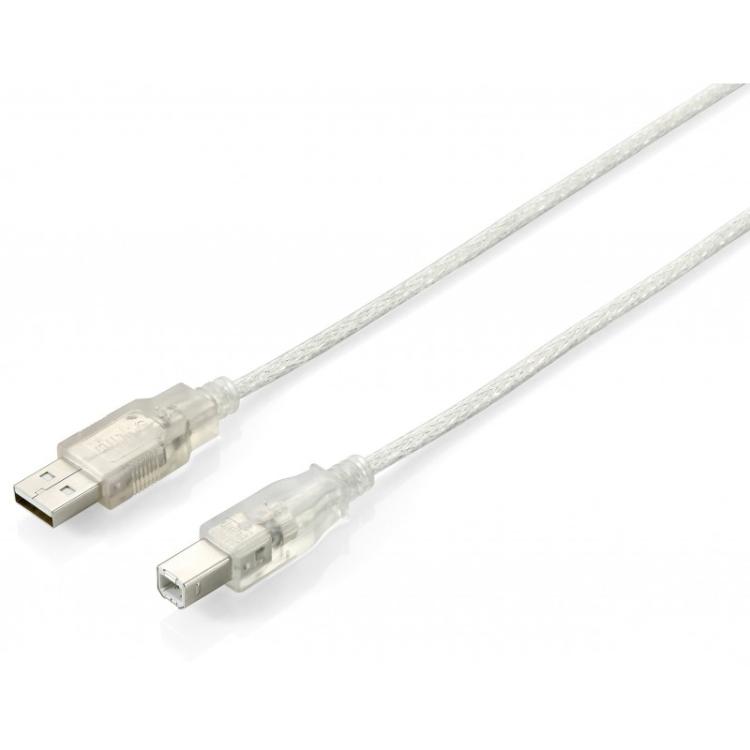 Equip - 128650 Cable USB 2.0 Tipo A a Tipo B, 1,8 m , Plata transparente