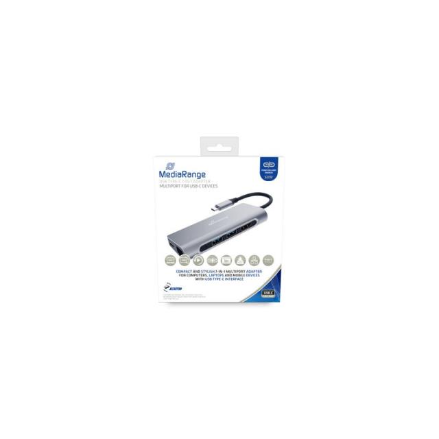 MediaRange - MRCS510 base para portátil y replicador de puertos USB 3.2 Gen 1 (3.1 Gen 1) Type-C Plata
