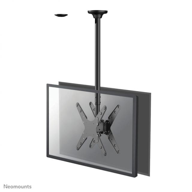 Neomounts - FPMA-C340DBLACK Soporte de techo para doble monitor/TV 32-75" - alt. 106-156 cm