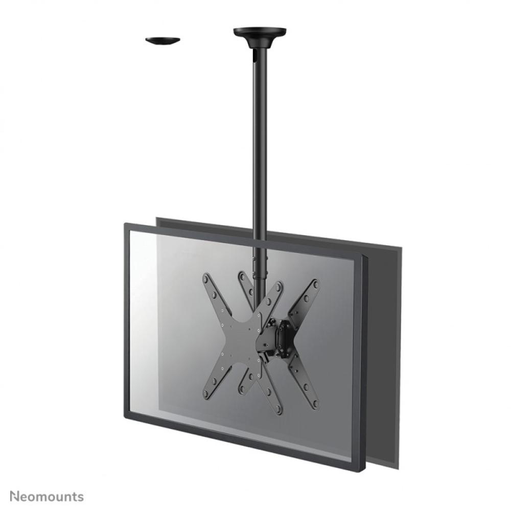 Neomounts - FPMA-C340DBLACK Soporte de techo para doble monitor/TV 32-75" - alt. 106-156 cm