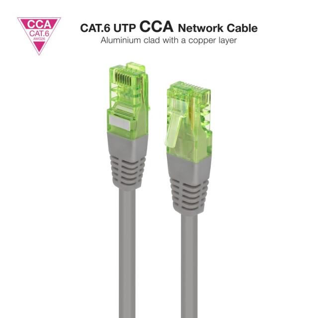 Nanocable - Cable de Red Latiguillo RJ45 CAT.6 UTP AWG26 CCA, Gris, 30 cm