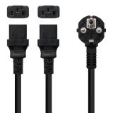 Nanocable - Cable de Alimentación CEE7/M a 2xC13/H, Negro, 3 m