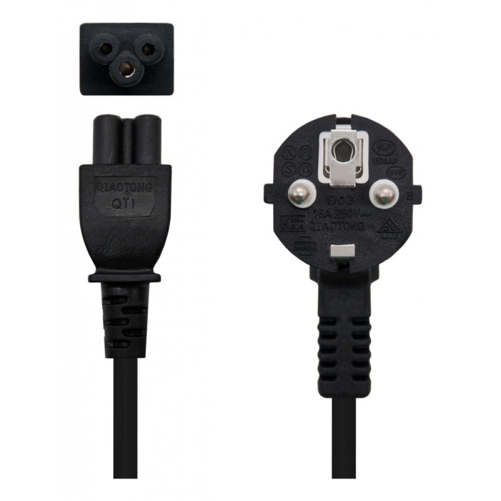 Nanocable - Cable de Alimentación Trébol, CEE7 acodado/M-C5/H, Negro, 2 m