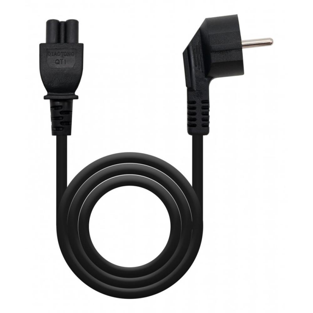 Nanocable - Cable de Alimentación Trébol, CEE7 acodado/M-C5/H, Negro, 2 m