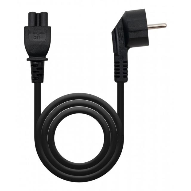 Nanocable - Cable de Alimentación Trébol, CEE7 acodado/M-C5/H, Negro, 3 m