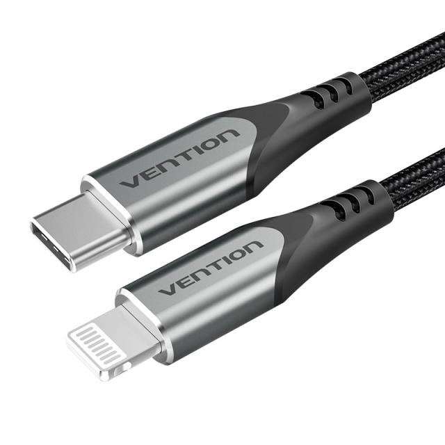 Vention - Cable USB 2.0 Tipo-C Lightning TACHF/ USB Tipo-C Macho - Lightning Macho/ 1m/ Gris