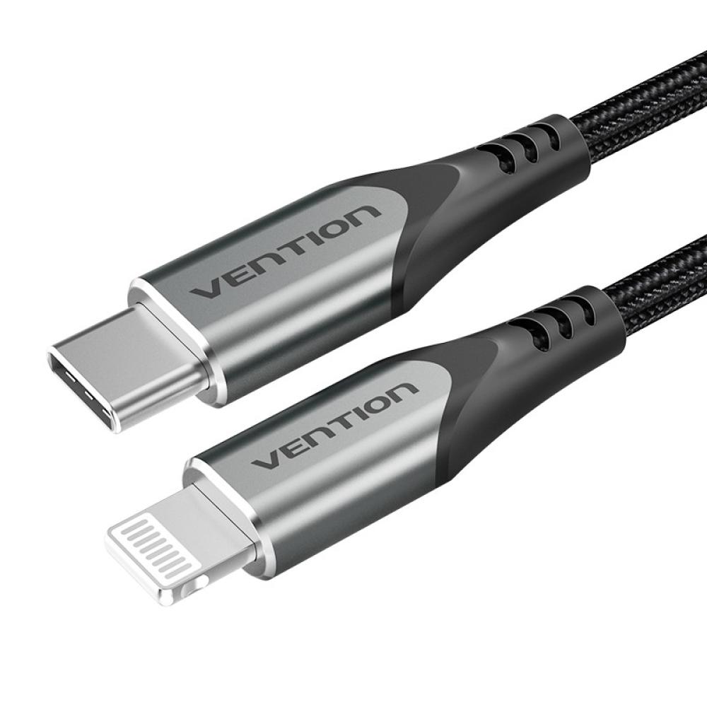 Vention - Cable USB 2.0 Tipo-C Lightning TACHF/ USB Tipo-C Macho - Lightning Macho/ 1m/ Gris