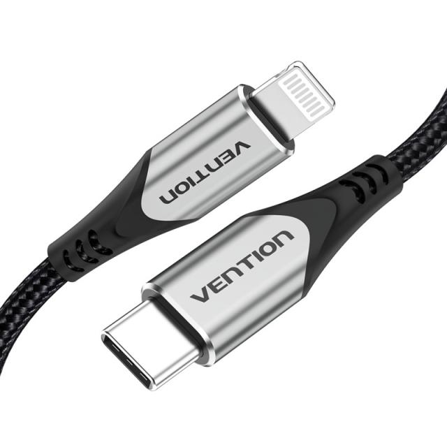 Vention - Cable USB 2.0 Tipo-C Lightning TACHF/ USB Tipo-C Macho - Lightning Macho/ 1m/ Gris