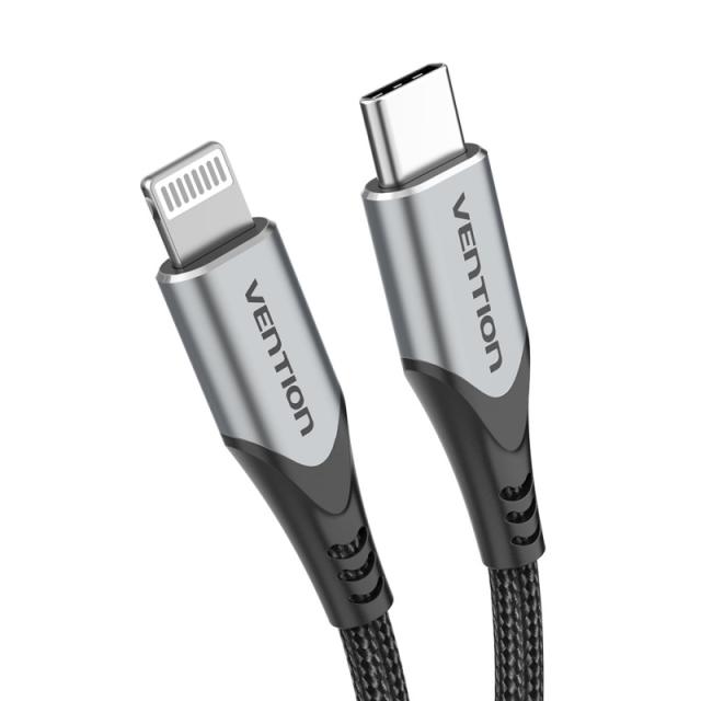 Vention - Cable USB 2.0 Tipo-C Lightning TACHF/ USB Tipo-C Macho - Lightning Macho/ 1m/ Gris