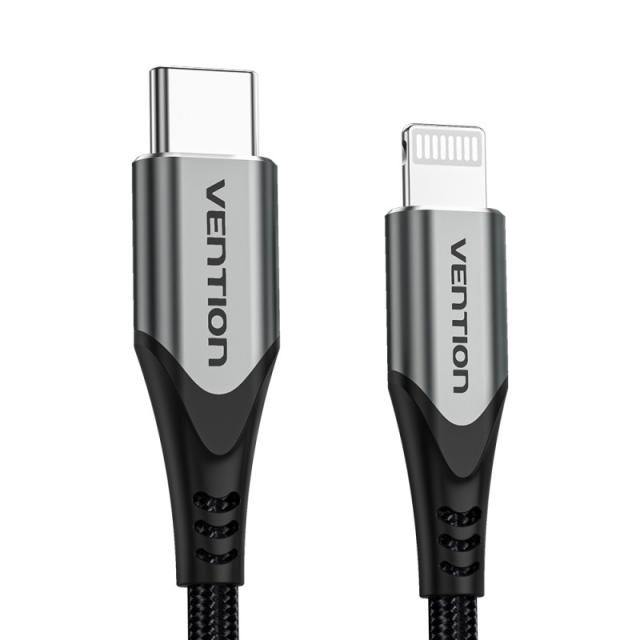 Vention - Cable USB 2.0 Tipo-C Lightning TACHF/ USB Tipo-C Macho - Lightning Macho/ 1m/ Gris