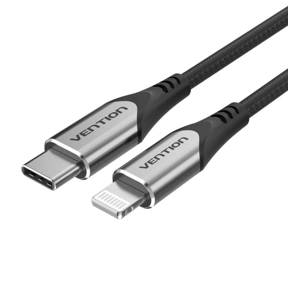 Vention - Cable USB 2.0 Tipo-C Lightning TACHF/ USB Tipo-C Macho - Lightning Macho/ 1m/ Gris