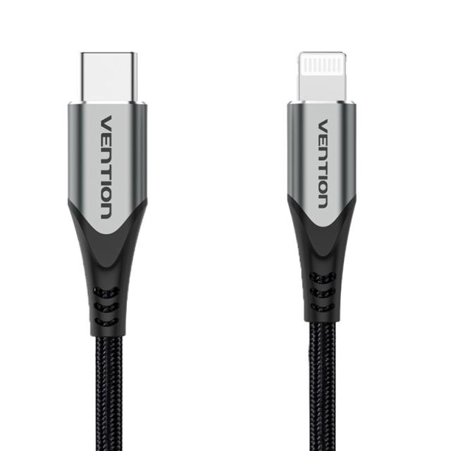 Vention - Cable USB 2.0 Tipo-C Lightning TACHF/ USB Tipo-C Macho - Lightning Macho/ 1m/ Gris